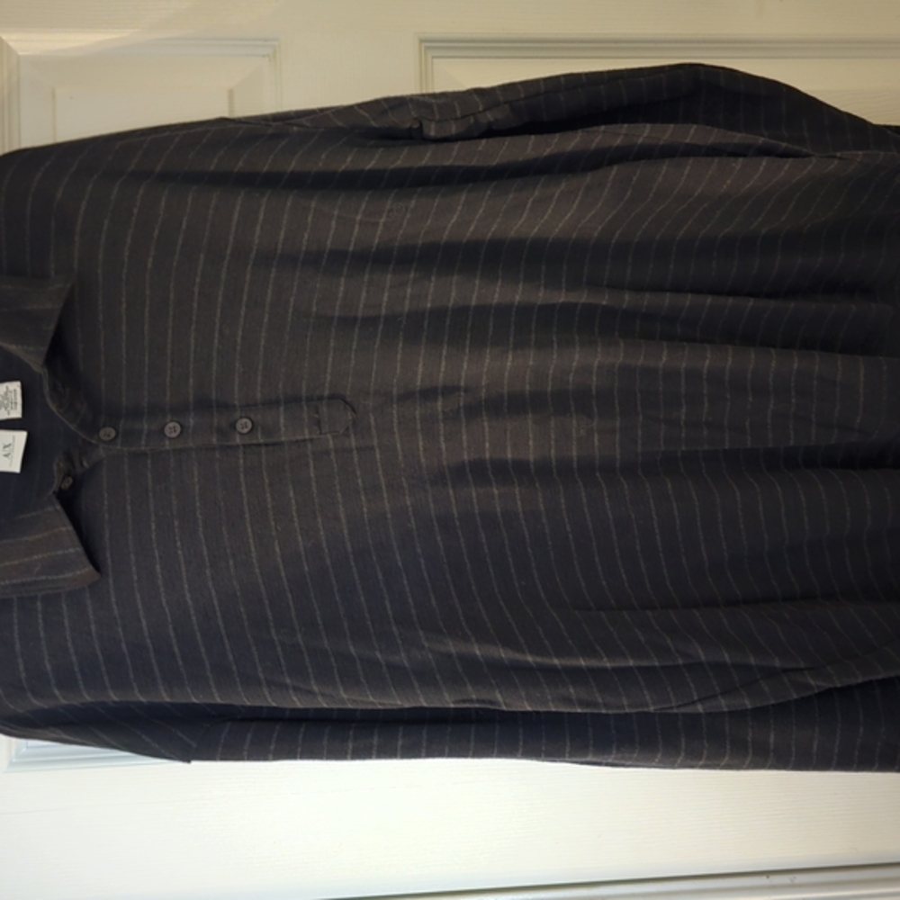 AX Armani Exchange Striped Lightweight Black Long Sleeve Shirt